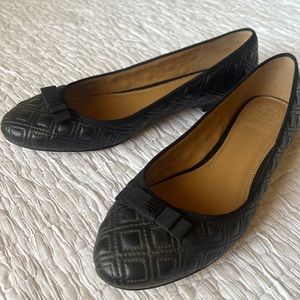 Tory Burch Marion Quilted Ballet Flat Size 11 Perfect Black